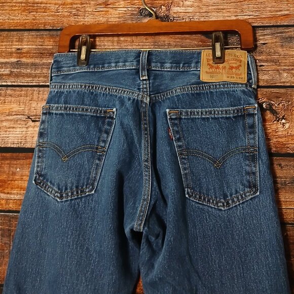 Levis Jeans 517 Mens 29X32 Boot Cut Dark Wash Blue Denim 100% Cotton Red Tab - Picture 4 of 9